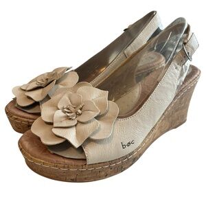 boc Cream Floral Wedge Slingback Sandal Comfort Heels